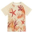thumbnail image 1 of FORMRS Boys Rash Guard Short Sleeves Swim Shirt Quick Dry UPF 50+ Sun Protection, Sizes 3-12T, Red Starfish, 1 of 6