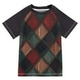 thumbnail image 1 of FORMRS Boys Rash Guard Short Sleeves Swim Shirt Quick Dry UPF 50+ Sun Protection, Sizes 3-12T, Red Tartan Pattern, 1 of 6