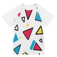 thumbnail image 1 of FORMRS Boys Rash Guard Short Sleeves Swim Shirt Quick Dry UPF 50+ Sun Protection, Sizes 3-12T, Red Triangles, 1 of 6