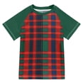 thumbnail image 1 of FORMRS Boys Rash Guard Short Sleeves Swim Shirt Quick Dry UPF 50+ Sun Protection, Sizes 3-12T, Red and Blue Pattern, 1 of 6