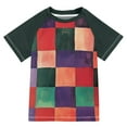 thumbnail image 1 of FORMRS Boys Rash Guard with Short Sleeves UPF 50+ Swim Shirts Sizes 3-12T, Red and Purple Plaid Pattern, 1 of 6