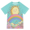 thumbnail image 1 of FORMRS Boys Rash Guard with Short Sleeves UPF 50+ Swim Shirts Sizes 3-12T, Retro Blue Rainbow, 1 of 6