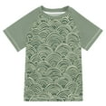thumbnail image 1 of FORMRS Boys Rash Guard with Short Sleeves UPF 50+ Swim Shirts Sizes 3-12T, Retro Green Abstract, 1 of 6