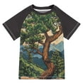thumbnail image 1 of FORMRS Boys Rash Guard Short Sleeves Swim Shirt Quick Dry UPF 50+ Sun Protection, Sizes 3-12T, Retro Pine Tree, 1 of 6