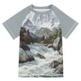 thumbnail image 1 of FORMRS Boys Rash Guard with Short Sleeves UPF 50+ Swim Shirts Sizes 3-12T, River and Mountains, 1 of 6