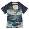 thumbnail image 1 of FORMRS Boys Rash Guard Short Sleeves Swim Shirt Quick Dry UPF 50+ Sun Protection, Sizes 3-12T, Rolling Waves, 1 of 6