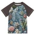 thumbnail image 1 of FORMRS Boys Rash Guard Short Sleeves Swim Shirt Quick Dry UPF 50+ Sun Protection, Sizes 3-12T, Sea Plants Pattern, 1 of 6