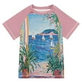 thumbnail image 1 of FORMRS Boys Rash Guard with Short Sleeves UPF 50+ Swim Shirts Sizes 3-12T, Seaside Door, 1 of 6