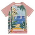 thumbnail image 1 of FORMRS Boys Rash Guard Short Sleeves Swim Shirt Quick Dry UPF 50+ Sun Protection, Sizes 3-12T, Seaside Leaves, 1 of 6