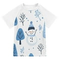 thumbnail image 1 of FORMRS Boys Rash Guard with Short Sleeves UPF 50+ Swim Shirts Sizes 3-12T, Simple Cartoon Snowmen, 1 of 6