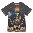 thumbnail image 1 of FORMRS Boys Rash Guard with Short Sleeves UPF 50+ Swim Shirts Sizes 3-12T, Skeleton with Rainbow, 1 of 6