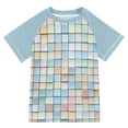 thumbnail image 1 of FORMRS Boys Rash Guard with Short Sleeves UPF 50+ Swim Shirts Sizes 3-12T, Small Pastel Pattern, 1 of 6