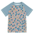 thumbnail image 1 of FORMRS Boys Rash Guard Short Sleeves Swim Shirt Quick Dry UPF 50+ Sun Protection, Sizes 3-12T, Small Pink Flower, 1 of 6