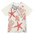 thumbnail image 1 of FORMRS Boys Rash Guard with Short Sleeves UPF 50+ Swim Shirts Sizes 3-12T, Starfish Seashell, 1 of 6