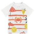 thumbnail image 1 of FORMRS Boys Rash Guard with Short Sleeves UPF 50+ Swim Shirts Sizes 3-12T, Striped Crab, 1 of 6
