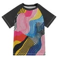 thumbnail image 1 of FORMRS Boys Rash Guard with Short Sleeves UPF 50+ Swim Shirts Sizes 3-12T, Stripes Pattern, 1 of 6