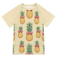 thumbnail image 1 of FORMRS Boys Rash Guard with Short Sleeves UPF 50+ Swim Shirts Sizes 3-12T, Sunshine Pineapples, 1 of 6