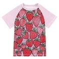 thumbnail image 1 of FORMRS Boys Rash Guard with Short Sleeves UPF 50+ Swim Shirts Sizes 3-12T, Sweet Strawberry, 1 of 6