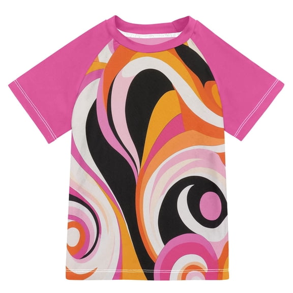 FORMRS Boys Rash Guard with Short Sleeves UPF 50 Swim Shirts Sizes 3-12T, Swirling Circles