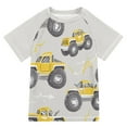 thumbnail image 1 of FORMRS Boys Rash Guard with Short Sleeves UPF 50+ Swim Shirts Sizes 3-12T, Trucks Pattern, 1 of 6