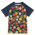 thumbnail image 1 of FORMRS Boys Rash Guard Short Sleeves Swim Shirt Quick Dry UPF 50+ Sun Protection, Sizes 3-12T, Vibrant Flowers, 1 of 6