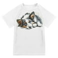 thumbnail image 1 of FORMRS Boys Rash Guard Short Sleeves Swim Shirt Quick Dry UPF 50+ Sun Protection, Sizes 3-12T, Watercolor Border Collie, 1 of 6