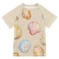 thumbnail image 1 of FORMRS Boys Rash Guard with Short Sleeves UPF 50+ Swim Shirts Sizes 3-12T, Watercolor Seashell, 1 of 6