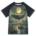 thumbnail image 1 of FORMRS Boys Rash Guard with Short Sleeves UPF 50+ Swim Shirts Sizes 3-12T, Whale and Moon, 1 of 6