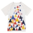 thumbnail image 1 of FORMRS Boys Rash Guard with Short Sleeves UPF 50+ Swim Shirts Sizes 3-12T, White Abstract Triangles, 1 of 6