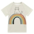 thumbnail image 1 of FORMRS Boys Rash Guard with Short Sleeves UPF 50+ Swim Shirts Sizes 3-12T, White Cat Rainbow, 1 of 6