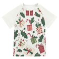 thumbnail image 1 of FORMRS Boys Rash Guard Short Sleeves Swim Shirt Quick Dry UPF 50+ Sun Protection, Sizes 3-12T, White Christmas Holly, 1 of 6