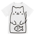 thumbnail image 1 of FORMRS Boys Rash Guard Short Sleeves Swim Shirt Quick Dry UPF 50+ Sun Protection, Sizes 3-12T, White Chubby Cat, 1 of 6