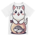 thumbnail image 1 of FORMRS Boys Rash Guard with Short Sleeves UPF 50+ Swim Shirts Sizes 3-12T, White Cute Cat, 1 of 6