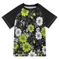 thumbnail image 1 of FORMRS Boys Rash Guard Short Sleeves Swim Shirt Quick Dry UPF 50+ Sun Protection, Sizes 3-12T, White Flower Pattern, 1 of 6