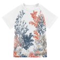 thumbnail image 1 of FORMRS Boys Rash Guard Short Sleeves Swim Shirt Quick Dry UPF 50+ Sun Protection, Sizes 3-12T, White Sea Plants, 1 of 6