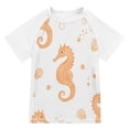 thumbnail image 1 of FORMRS Boys Rash Guard Short Sleeves Swim Shirt Quick Dry UPF 50+ Sun Protection, Sizes 3-12T, White Seahorse, 1 of 6
