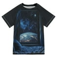 thumbnail image 1 of FORMRS Boys Rash Guard with Short Sleeves UPF 50+ Swim Shirts Sizes 3-12T, Window Earth, 1 of 6