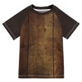 thumbnail image 1 of FORMRS Boys Rash Guard with Short Sleeves UPF 50+ Swim Shirts Sizes 3-12T, Wood Grain, 1 of 6