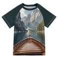 thumbnail image 1 of FORMRS Boys Rash Guard Short Sleeves Swim Shirt Quick Dry UPF 50+ Sun Protection, Sizes 3-12T, Wooden Boat, 1 of 6