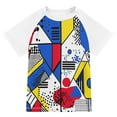 thumbnail image 1 of FORMRS Boys Rash Guard Short Sleeves Swim Shirt Quick Dry UPF 50+ Sun Protection, Sizes 3-12T, Yelllow Simple Shapes, 1 of 6