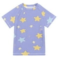thumbnail image 1 of FORMRS Boys Rash Guard with Short Sleeves UPF 50+ Swim Shirts Sizes 3-12T, Yellow Blue Star Pattern, 1 of 6
