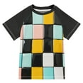 thumbnail image 1 of FORMRS Boys Rash Guard with Short Sleeves UPF 50+ Swim Shirts Sizes 3-12T, Yellow Checkered Pattern, 1 of 6