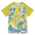 thumbnail image 1 of FORMRS Boys Rash Guard Short Sleeves Swim Shirt Quick Dry UPF 50+ Sun Protection, Sizes 3-12T, Yellow Mountains, 1 of 6