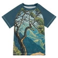 thumbnail image 1 of FORMRS Boys Rash Guard with Short Sleeves UPF 50+ Swim Shirts Sizes 3-12T, Yellow Tree, 1 of 6