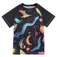thumbnail image 1 of FORMRS Boys Rash Guard Short Sleeves Swim Shirt Quick Dry UPF 50+ Sun Protection, Sizes 3-12T, Zodiac Stars, 1 of 6