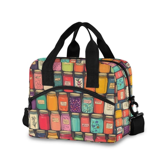 FORMRS Reusable Lunch Bag for Work School Leakproof Insulated Cooler with Adjustable Shoulder Strap, Beige Jar