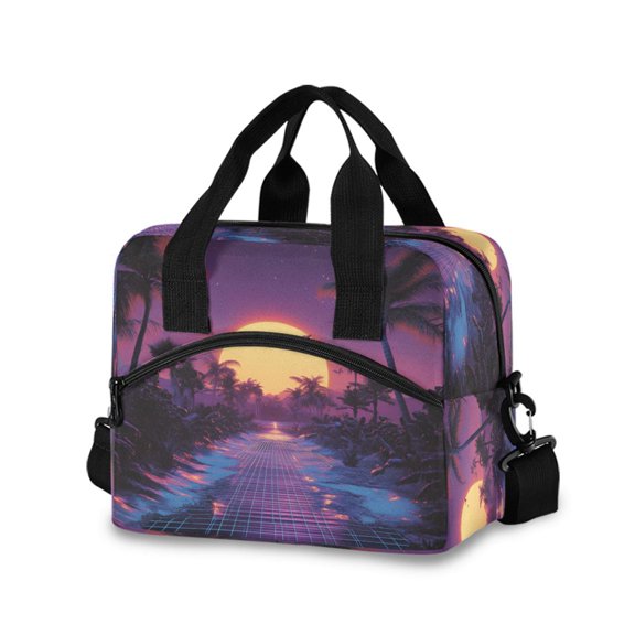 FORMRS Reusable Lunch Bag for Work School Leakproof Insulated Cooler with Adjustable Shoulder Strap, Blue Neon Road