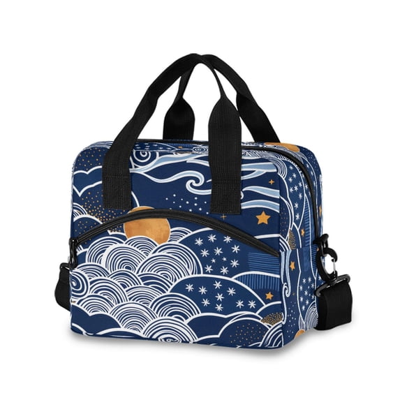 FORMRS Reusable Lunch Bag for Work School Leakproof Insulated Cooler with Adjustable Shoulder Strap, Blue Night Sky