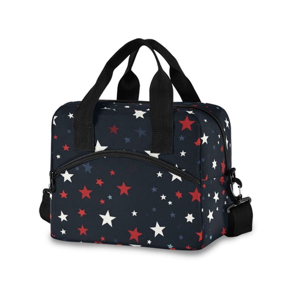 FORMRS Reusable Lunch Bag for Work School Leakproof Insulated Cooler with Adjustable Shoulder Strap, Blue Stars Pattern
