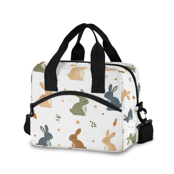 FORMRS Reusable Lunch Bag for Work School Leakproof Insulated Cooler with Adjustable Shoulder Strap, Cartoon Bunnies
